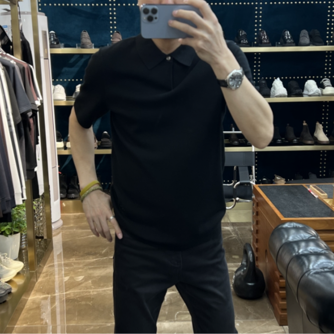 079157秋冬 100%绵羊毛高密度针织商务休闲POLO