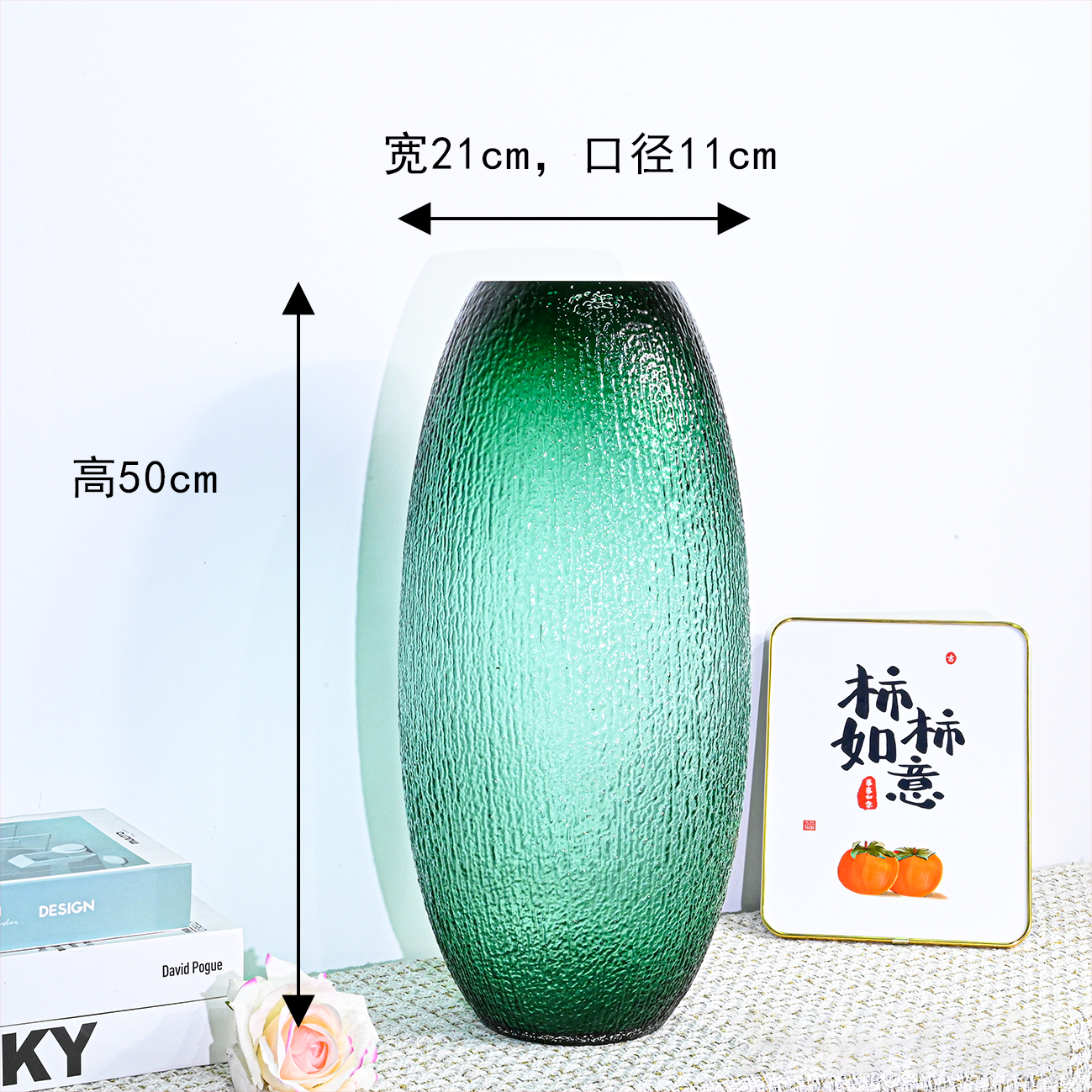 A938 欧式轻奢墨绿树皮多功能水培客厅玄关绿植花瓶