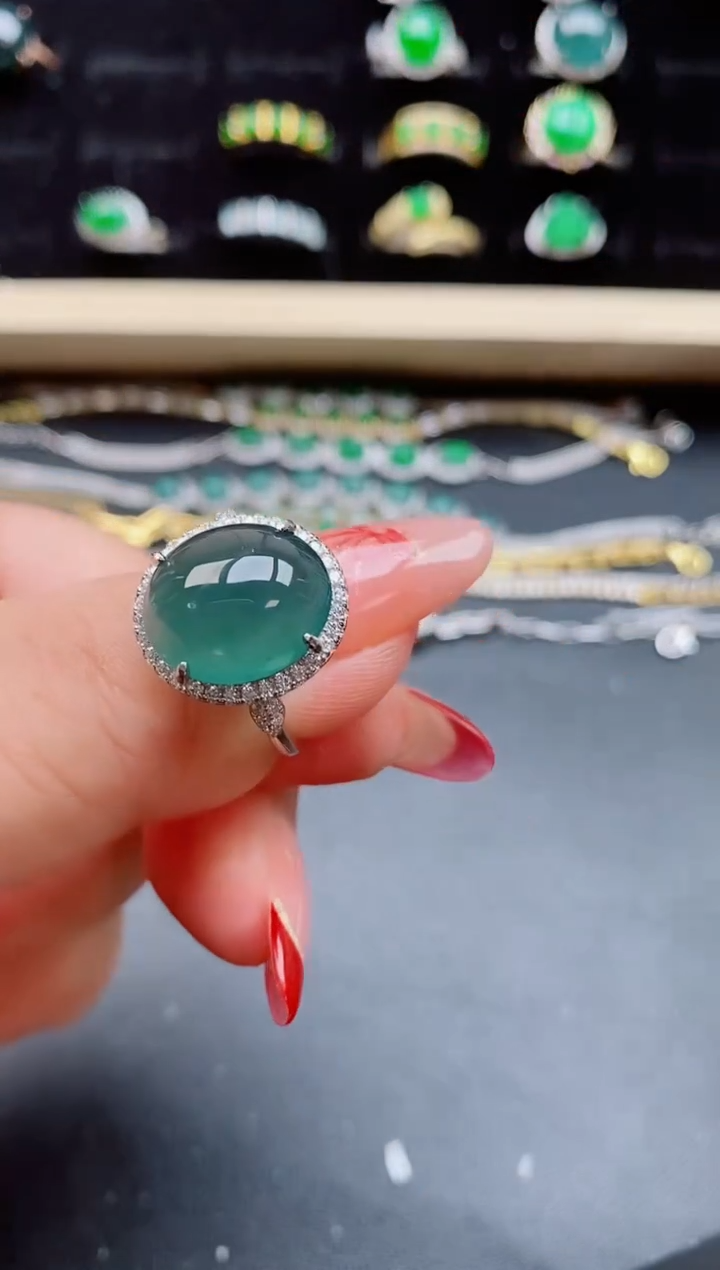 【闪购商品】翡翠戒指银S925镶嵌6060