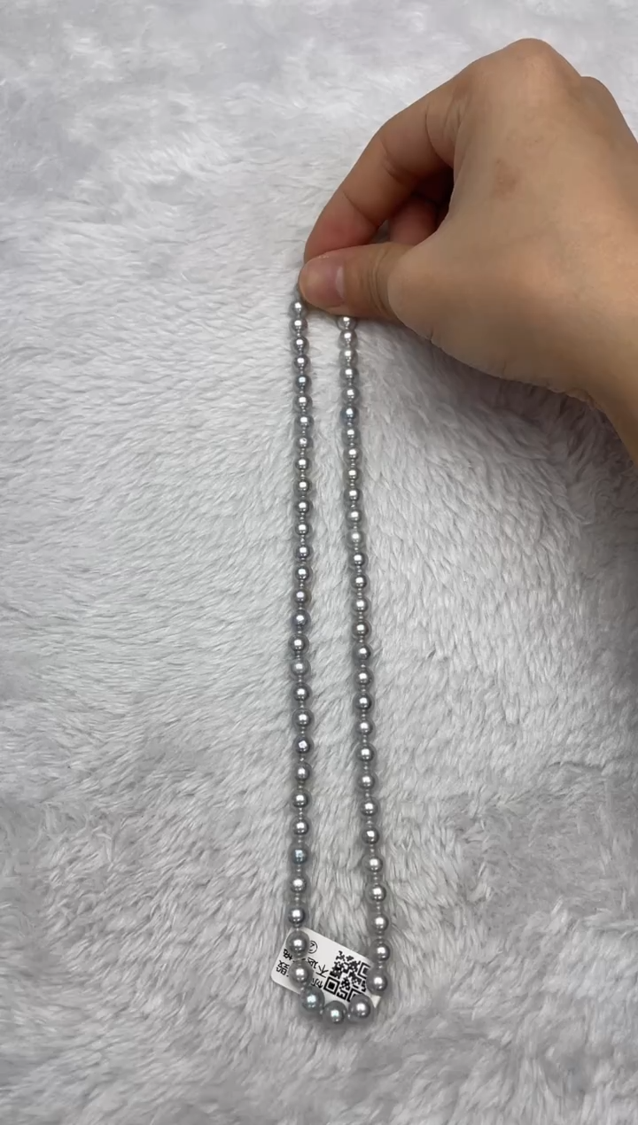 项链银S925镶嵌海水珍珠AK真多麻6-6.5mm