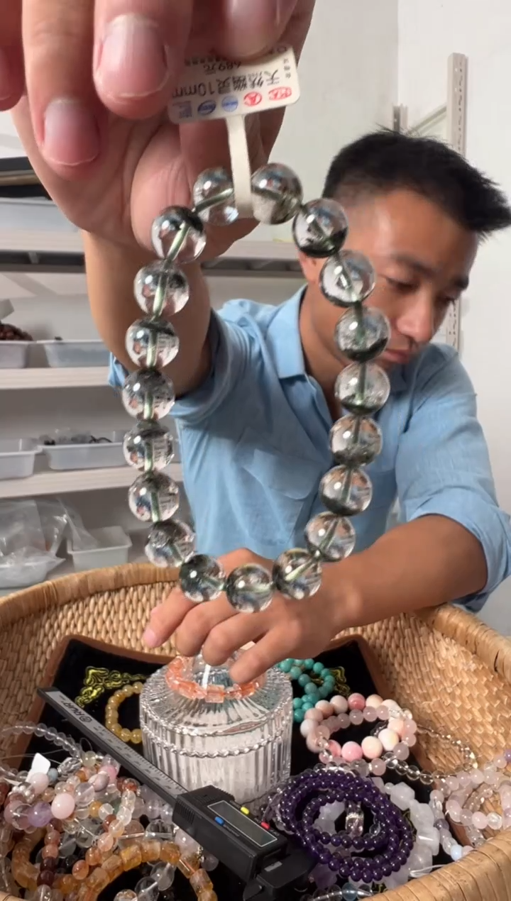 水晶手链未镶嵌绿幽灵半盆10mm＋