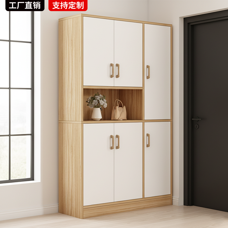 实木鞋柜家用门口大容量入户门玄关柜一体隔断靠墙储物柜加高鞋架