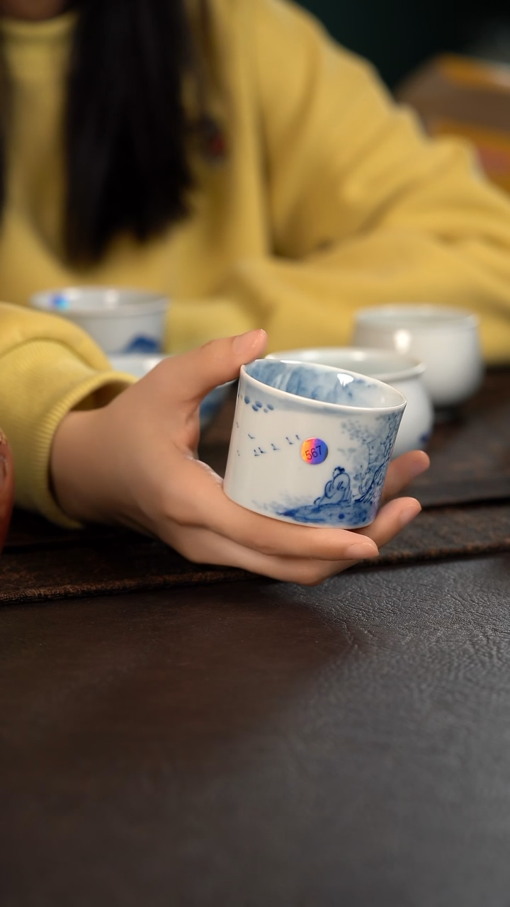 【闪购商品】杯567号HLX陶瓷山水小直口杯 内绘