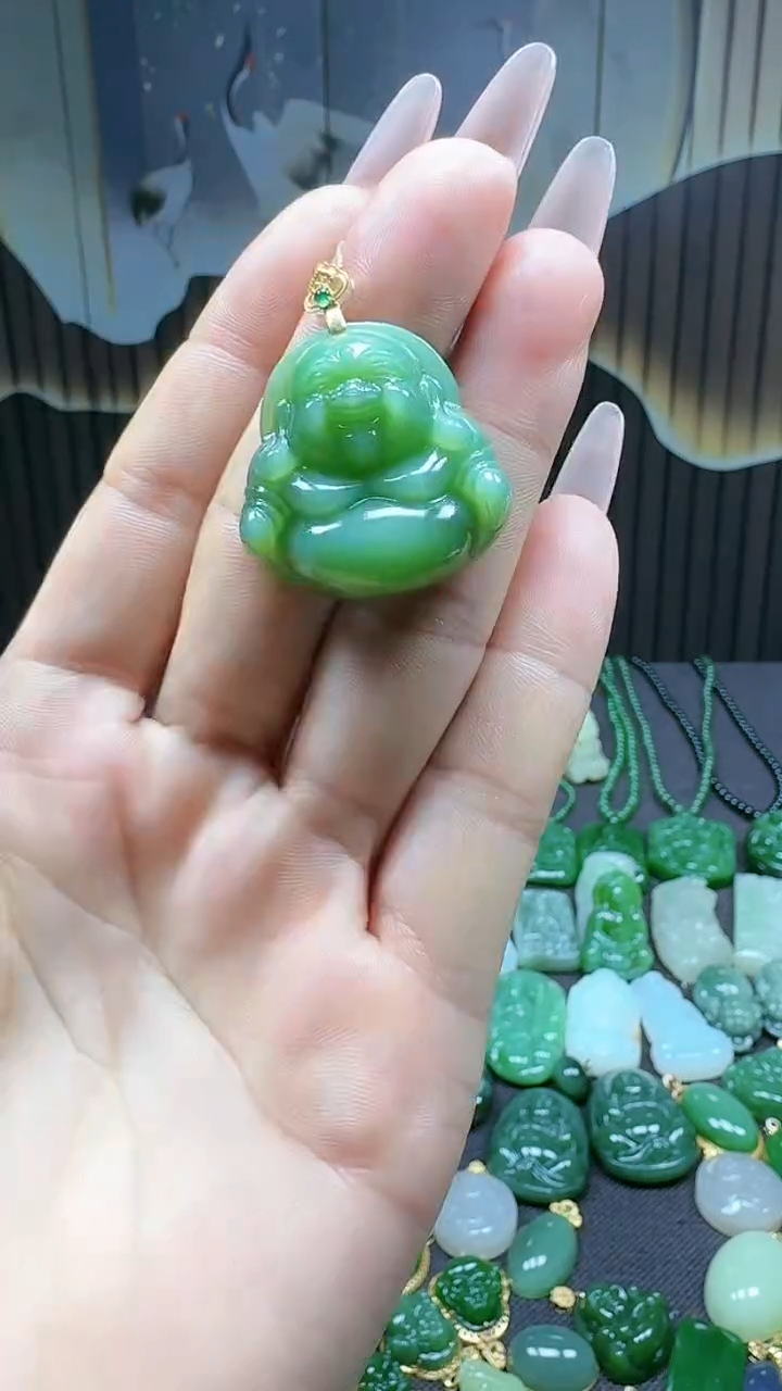 【闪购商品】和田玉挂件18K金镶嵌1