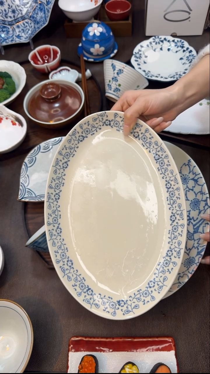 瓷孤品处理（青花碎花鱼盘）
