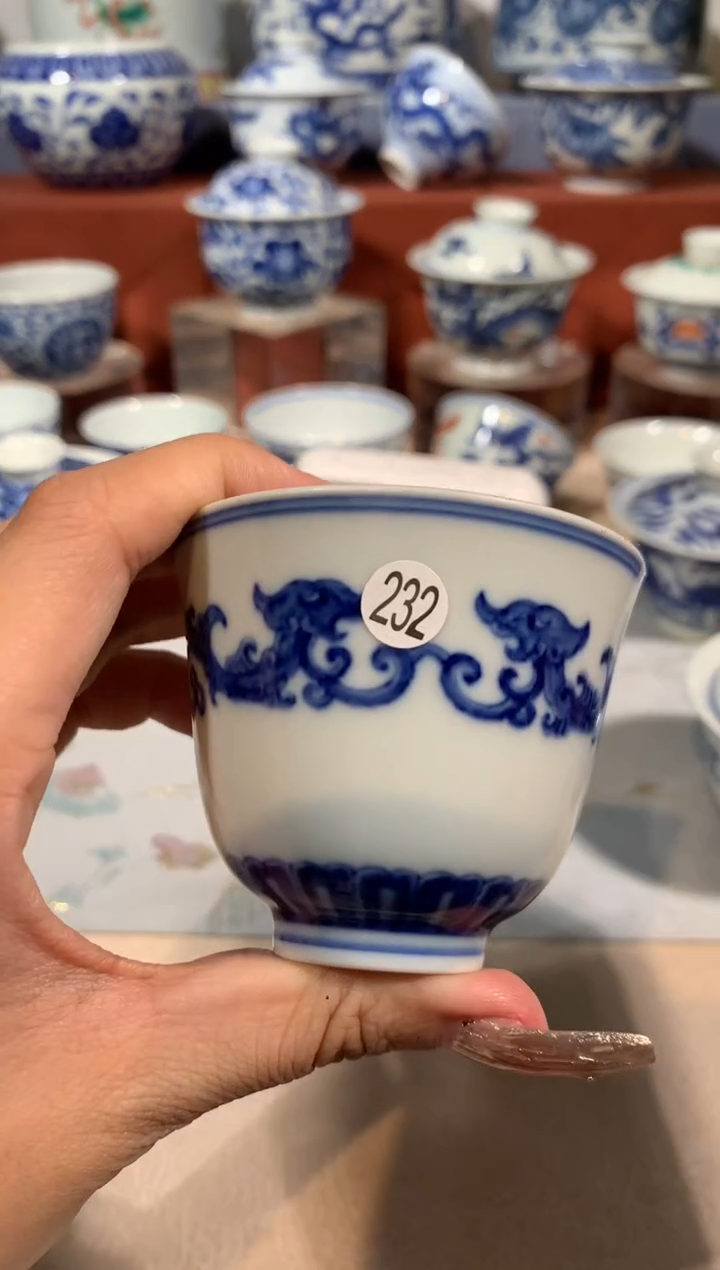 【闪购商品】摆件232青花螭龙单杯啊啊