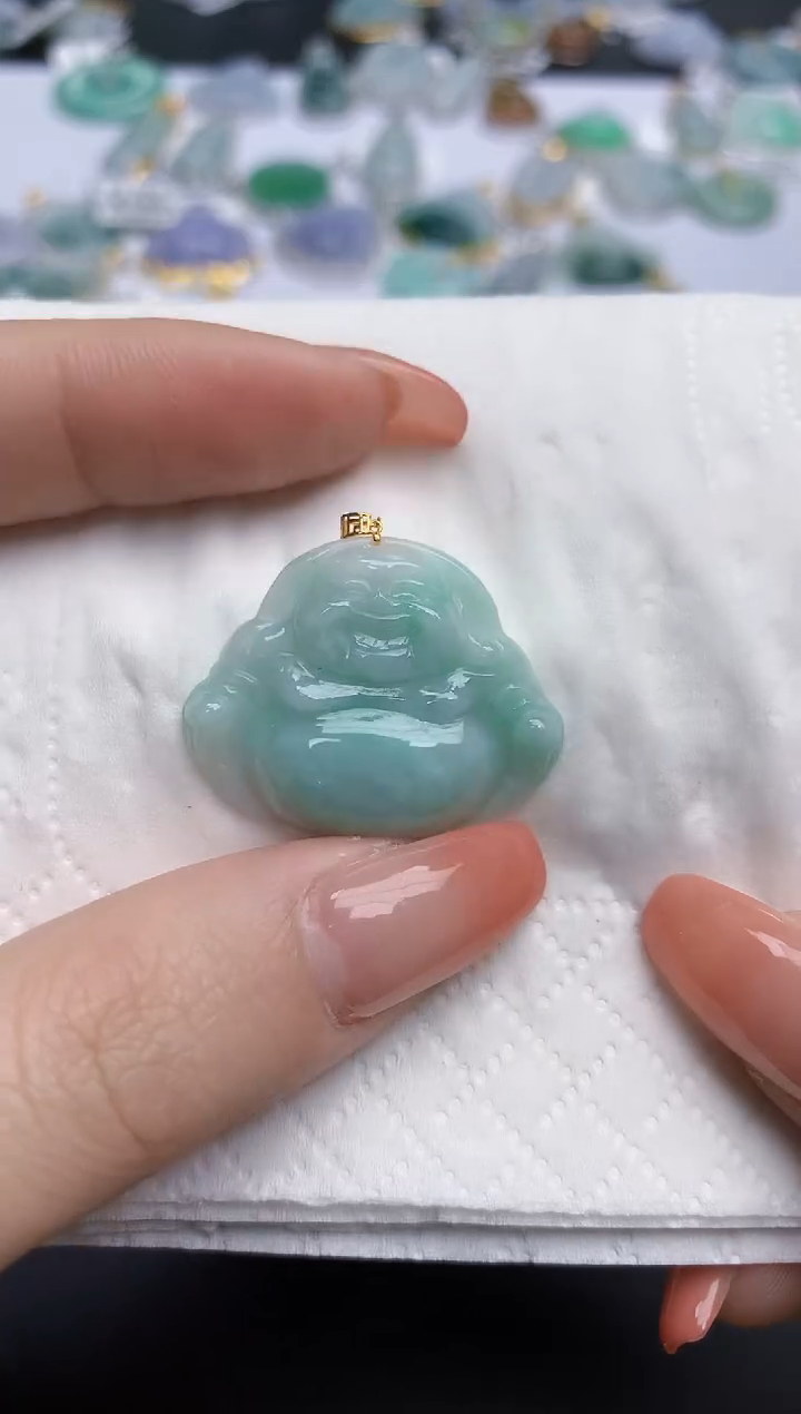 【闪购商品】翡翠颈饰18K金镶嵌天然缅甸翡翠A货