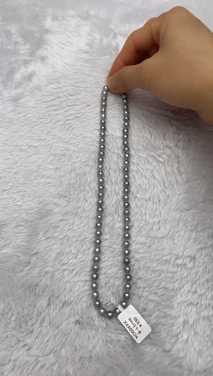 项链银S925镶嵌海水珍珠AK真多麻6-6.5mm