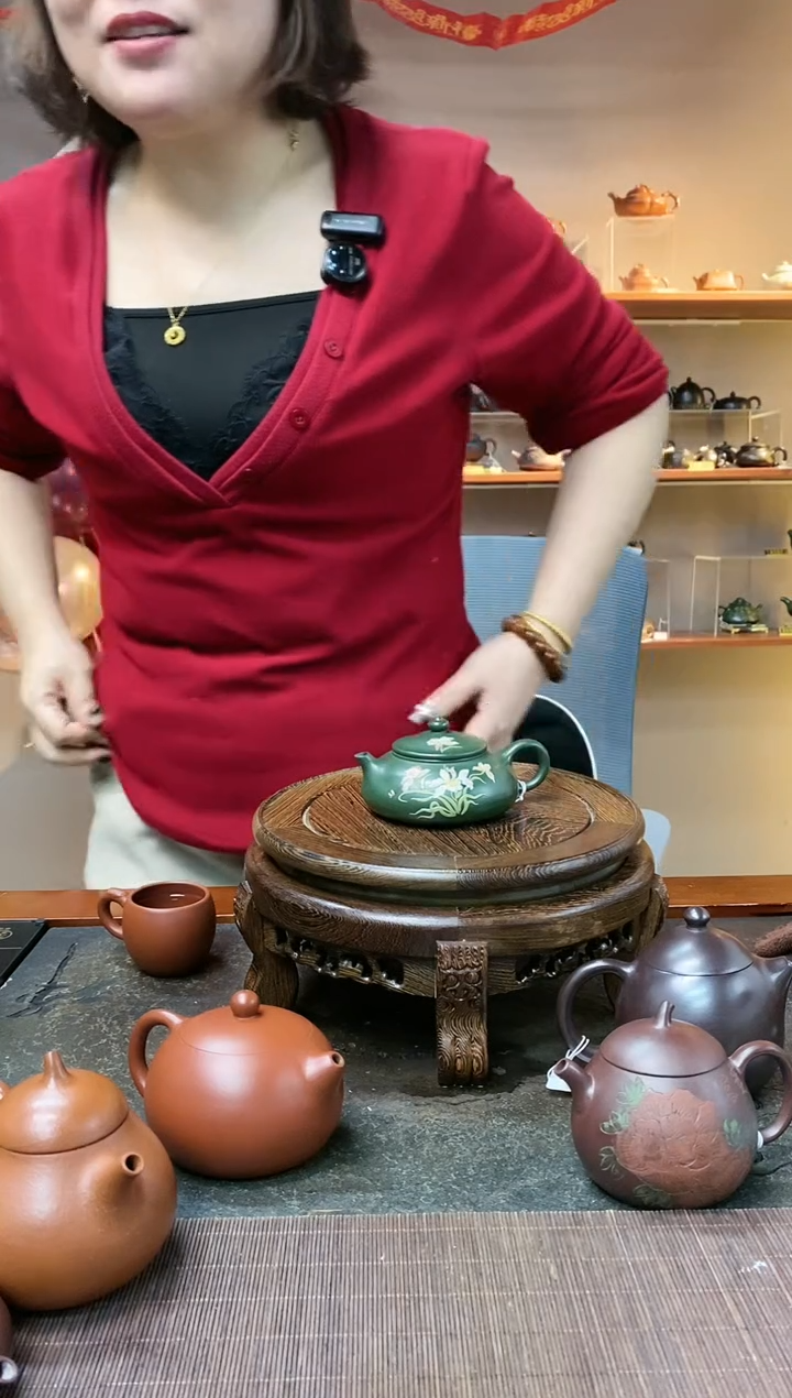 【闪购商品】紫砂茶壶郁金香寒江 墨绿泥 赵晖