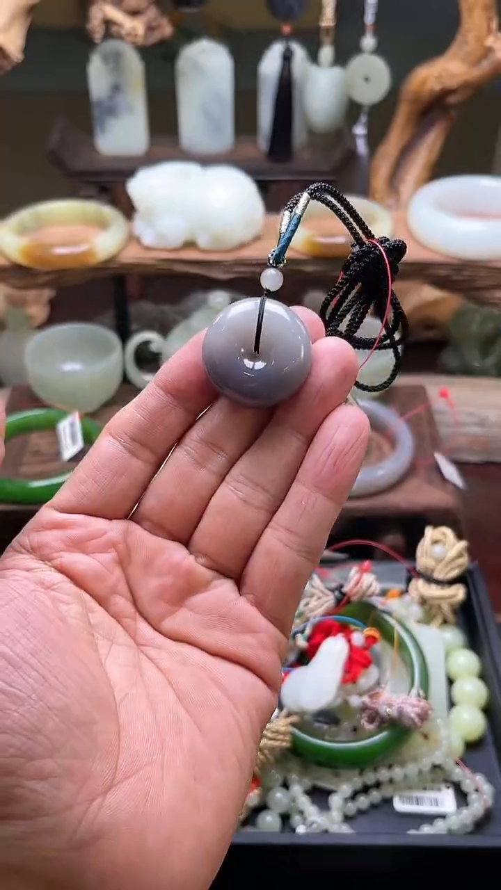 【闪购商品】和田玉吊坠未镶嵌青海烟紫半山水 30平安扣9003361