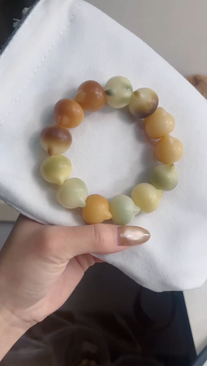 手串菩提根/象牙果h30干磨猫猫头21mm手串