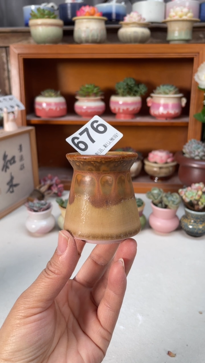 瓷片夏*风676知木小芳花盆