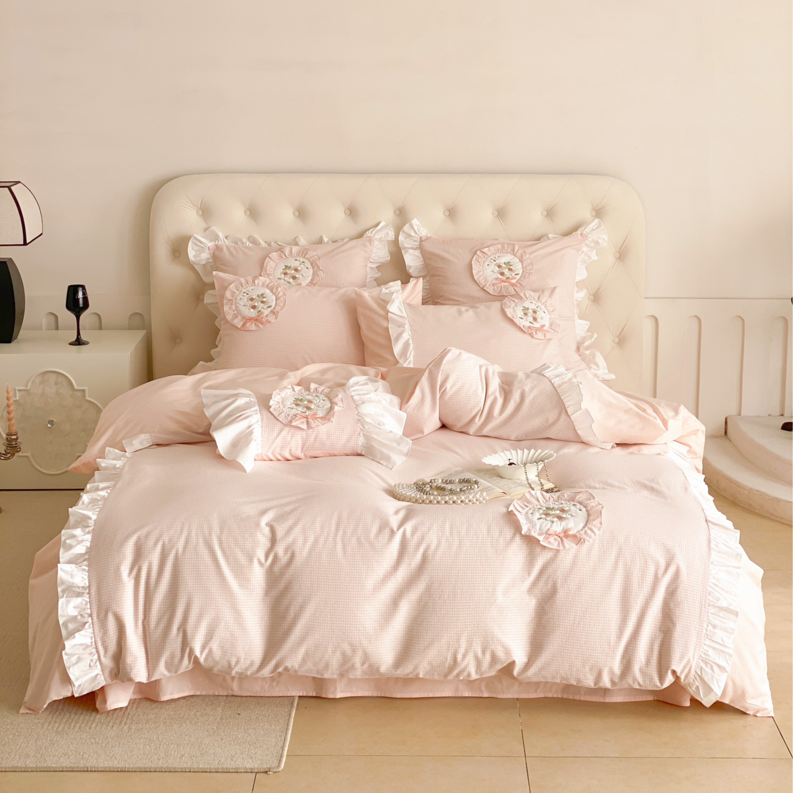 美如梦丨慢生活 全棉色织水洗棉刺绣四件套温馨立体绣花床品