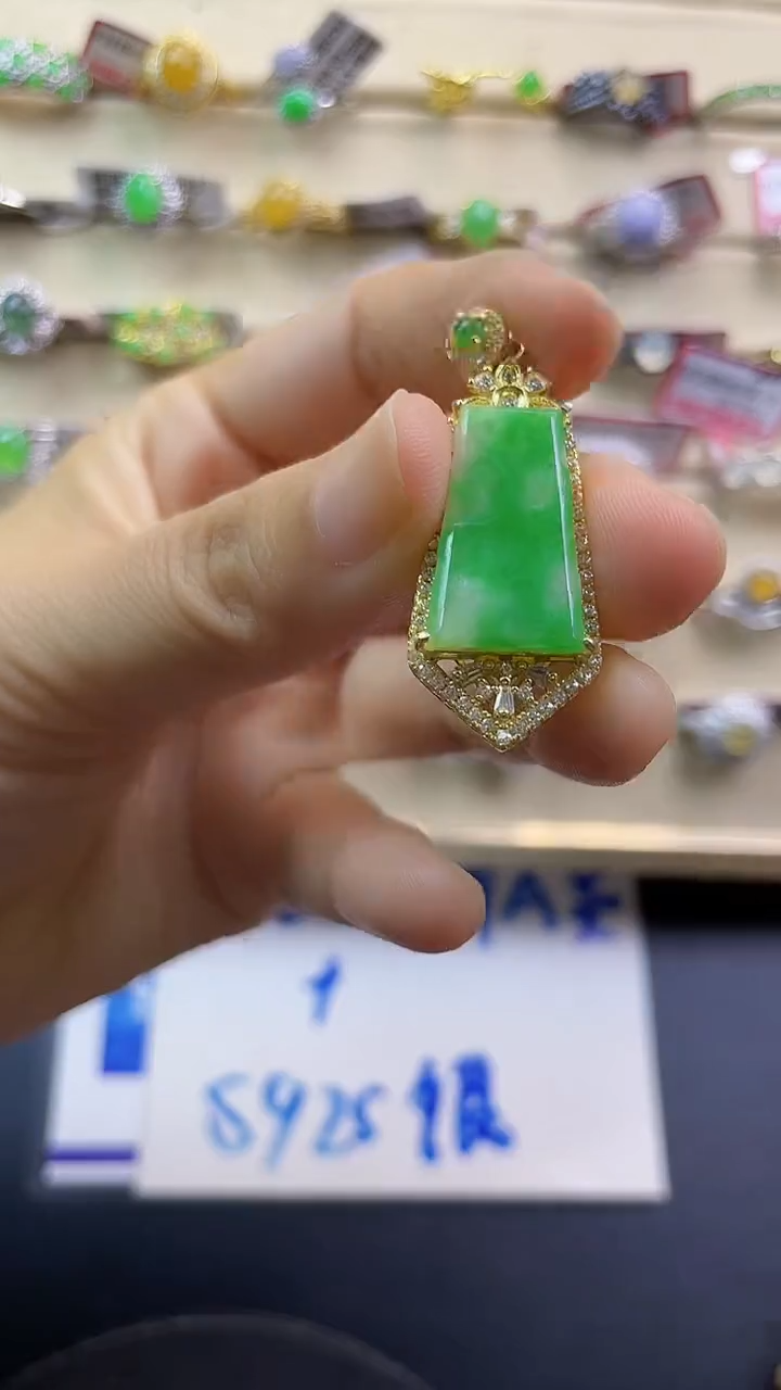 银S925镶嵌戒指翡翠翡翠 蛋面 银S925镶嵌