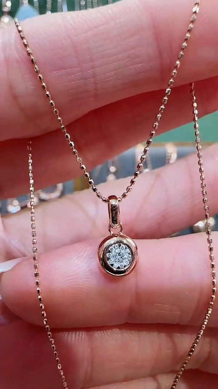 【闪购商品】钻石套链18K金镶嵌18K金钻石泡泡套链