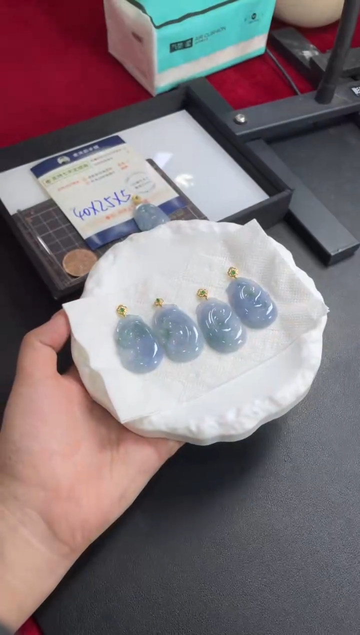 【闪购商品】翡翠挂件18K金镶嵌大如意FL25配绳/多样性发其一CP