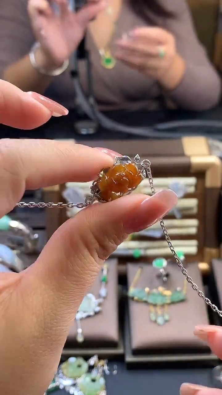 颈饰银S925镶嵌翡翠18057