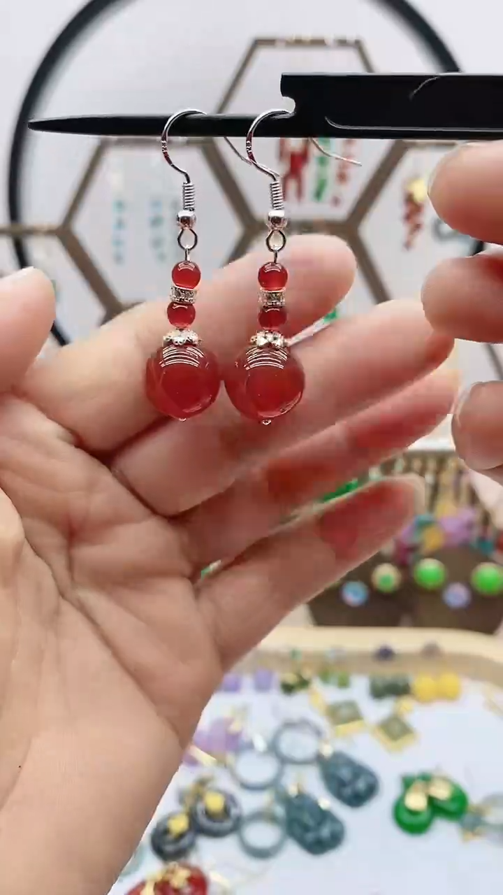 未镶嵌南红玛瑙耳饰957