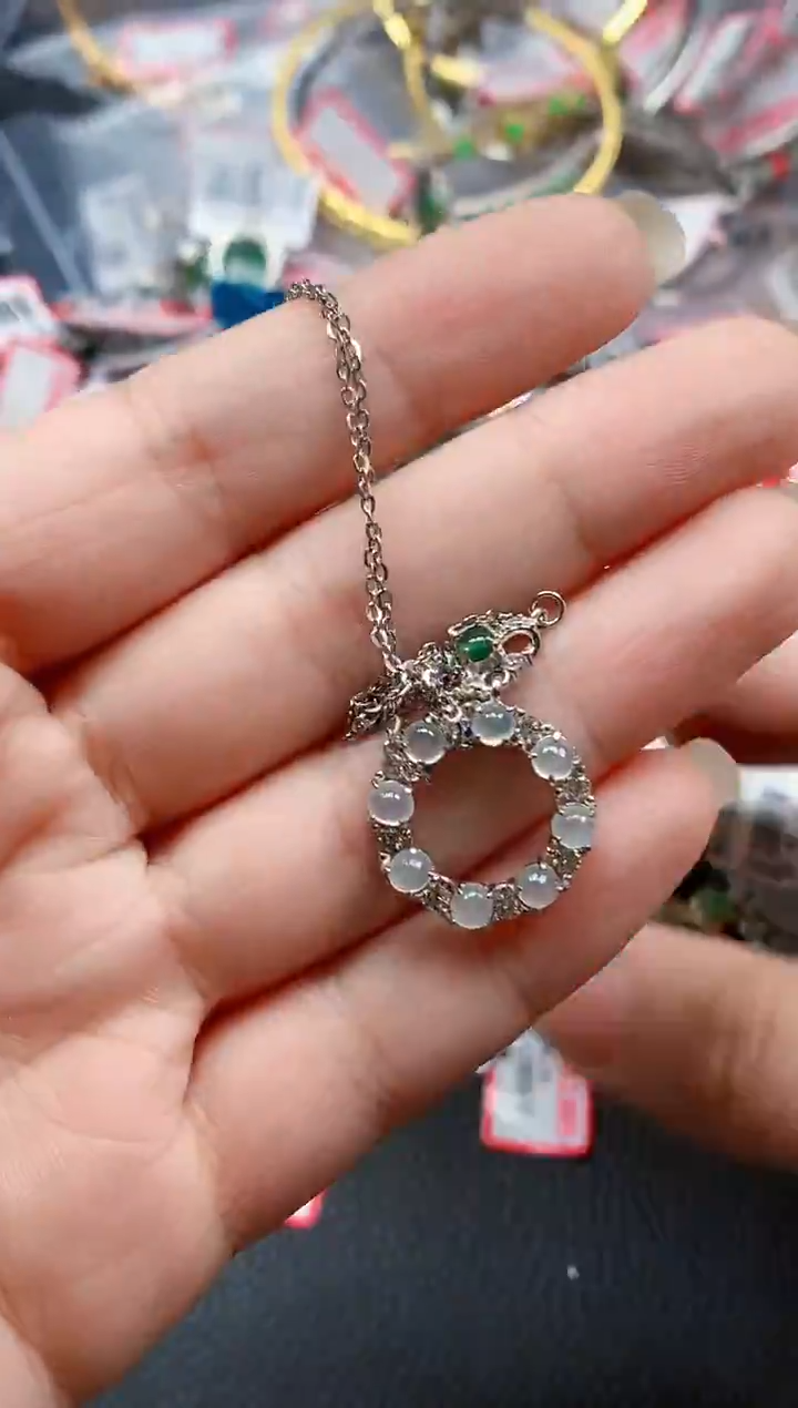 银S925镶嵌戒指翡翠天然A货缅甸翡翠