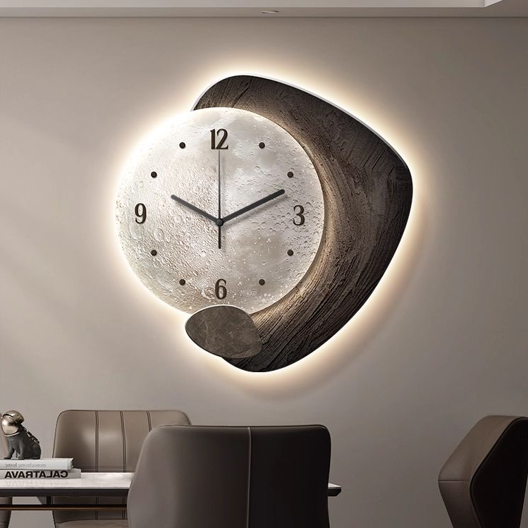 石来运转餐厅钟表挂墙装饰画现代高级感客厅挂钟餐桌墙面时钟挂画