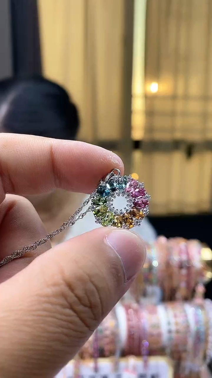 【闪购商品】碧玺吊坠银S925镶嵌534354345343