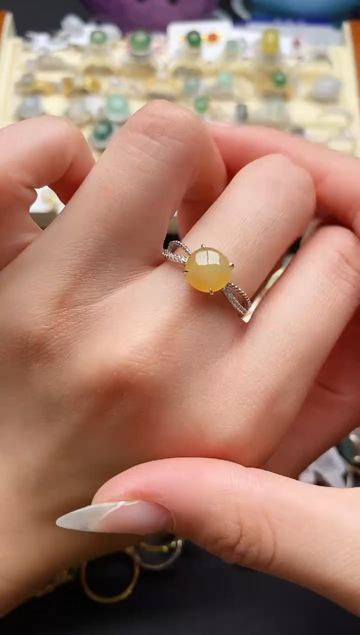 【闪购商品】翡翠戒指银S925镶嵌55555555+9