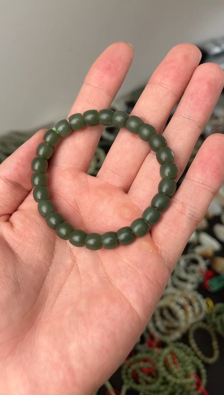 【闪购商品】和田玉手串未镶嵌若羌青黄口直切手串卡8mm微色差