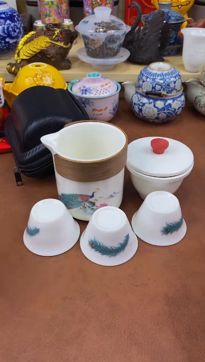 陶瓷茶具摆件旅行套组