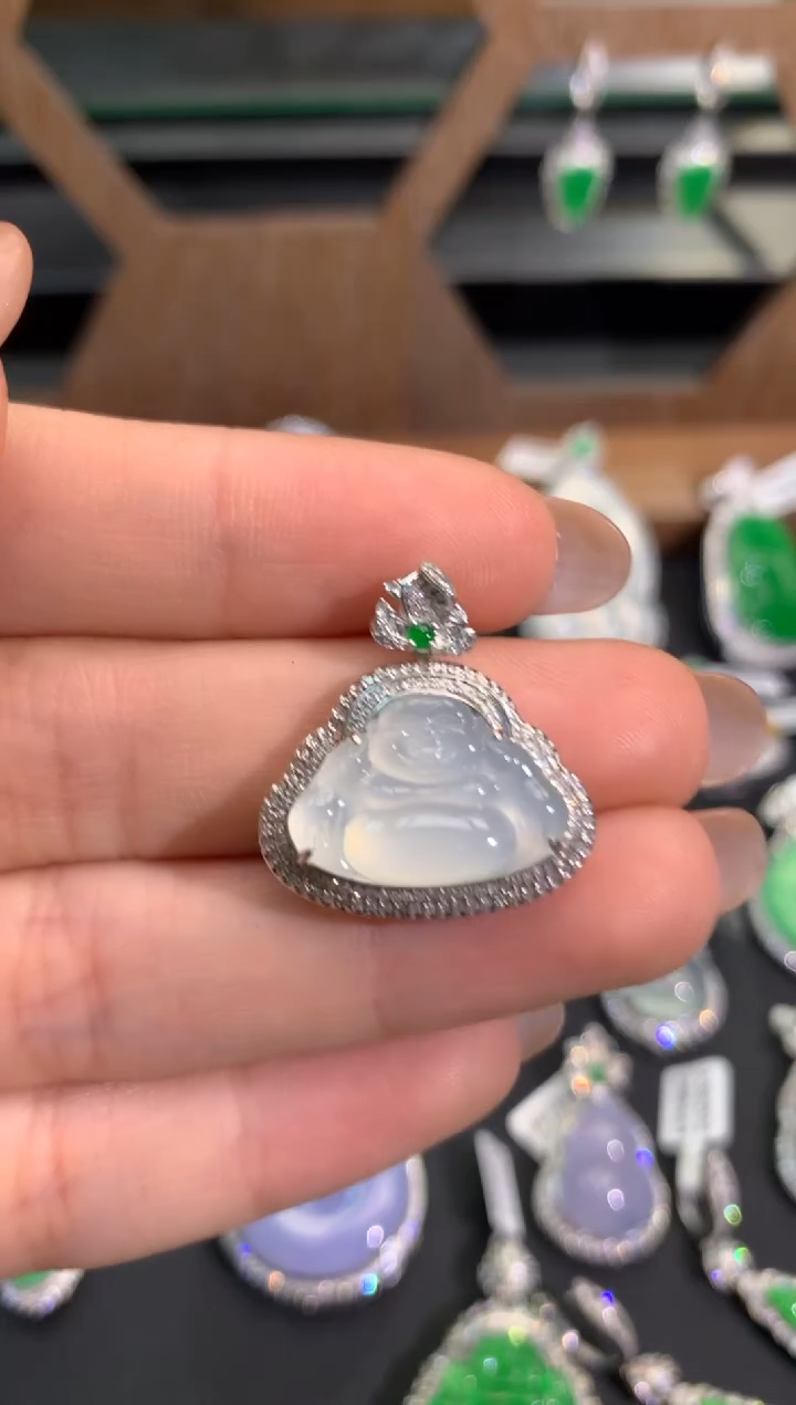 翡翠18K金镶嵌吊坠(不含链)吊坠