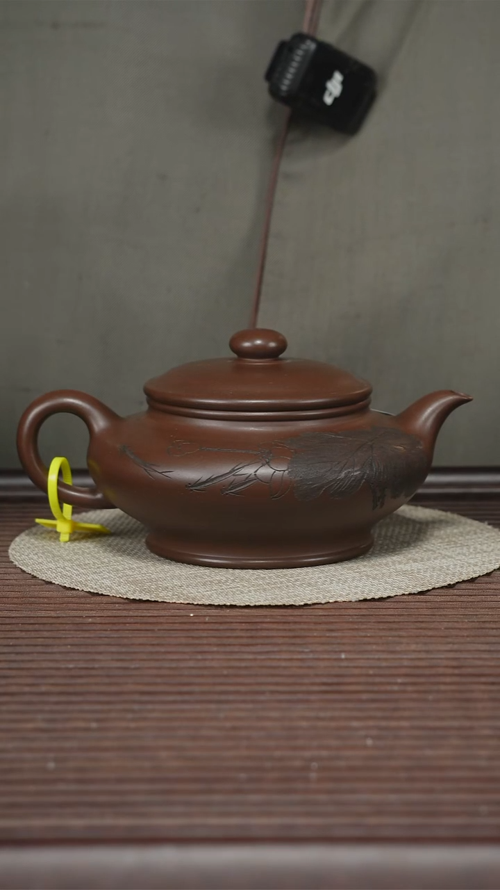 茶壶紫砂T360 老紫泥 虚扁 350cc