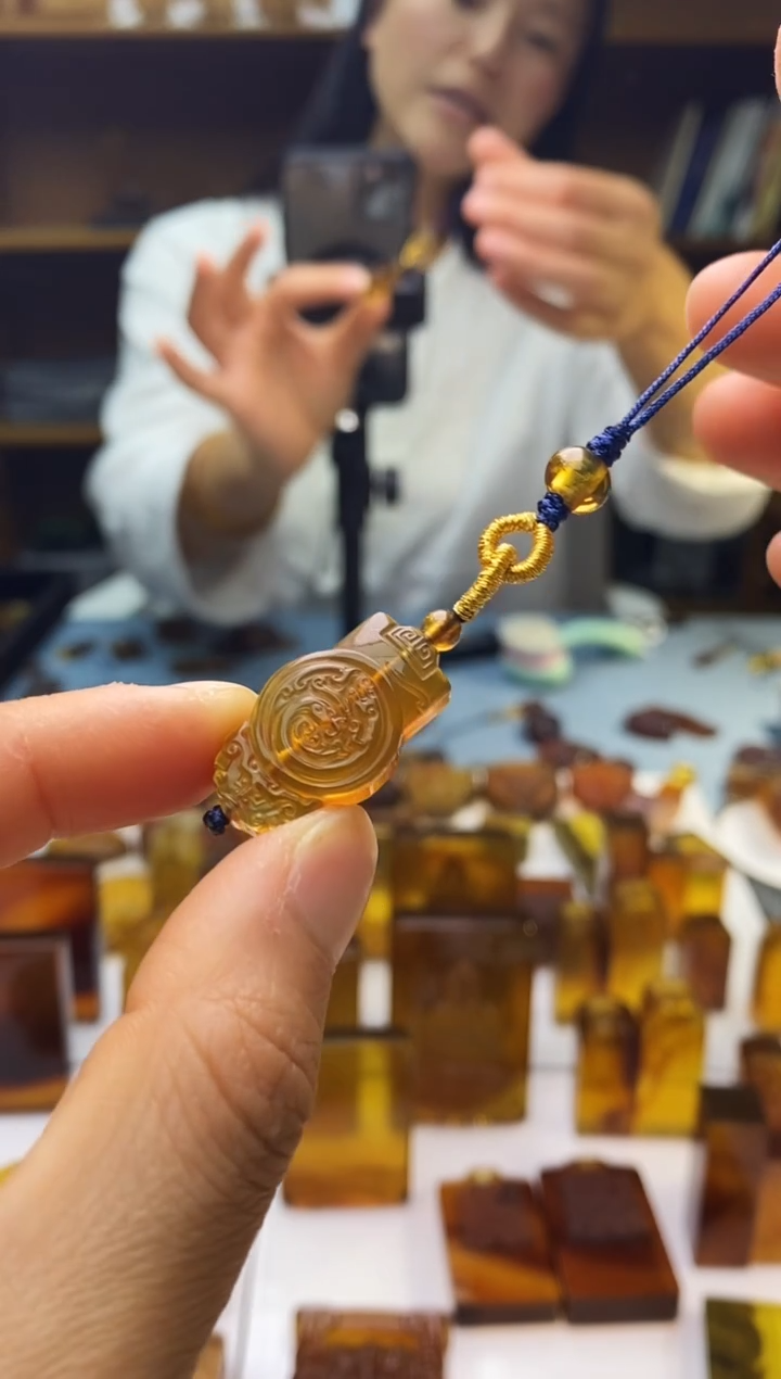 琥珀颈饰未镶嵌SN85-88（仿古·龙凤）