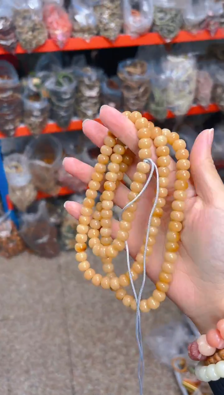 吊坠菩提根/象牙果黄色小卡桶珠108项链一条