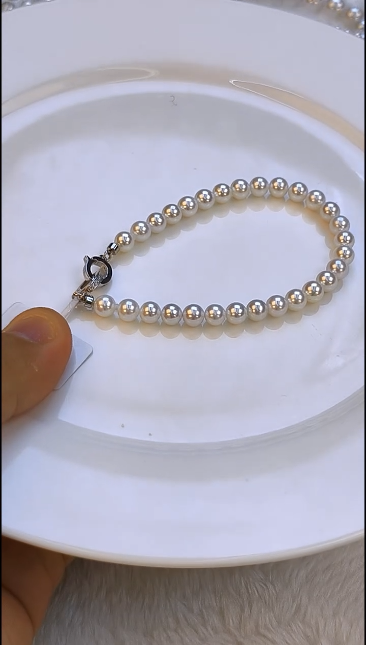 银S925镶嵌手链淡水珍珠5.5-6