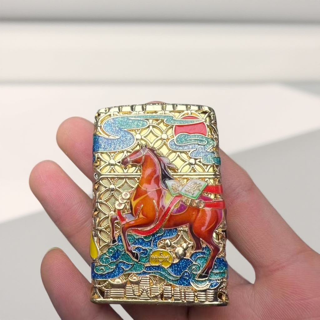 佐罗二代盔甲浮雕马上发财防风燃油打火机