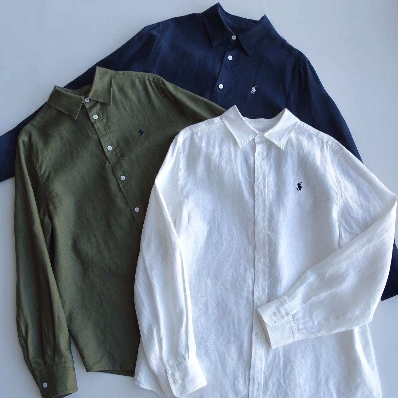 【拉夫经典款】.100亚麻女士POLO领纽扣长袖衬衫 207838