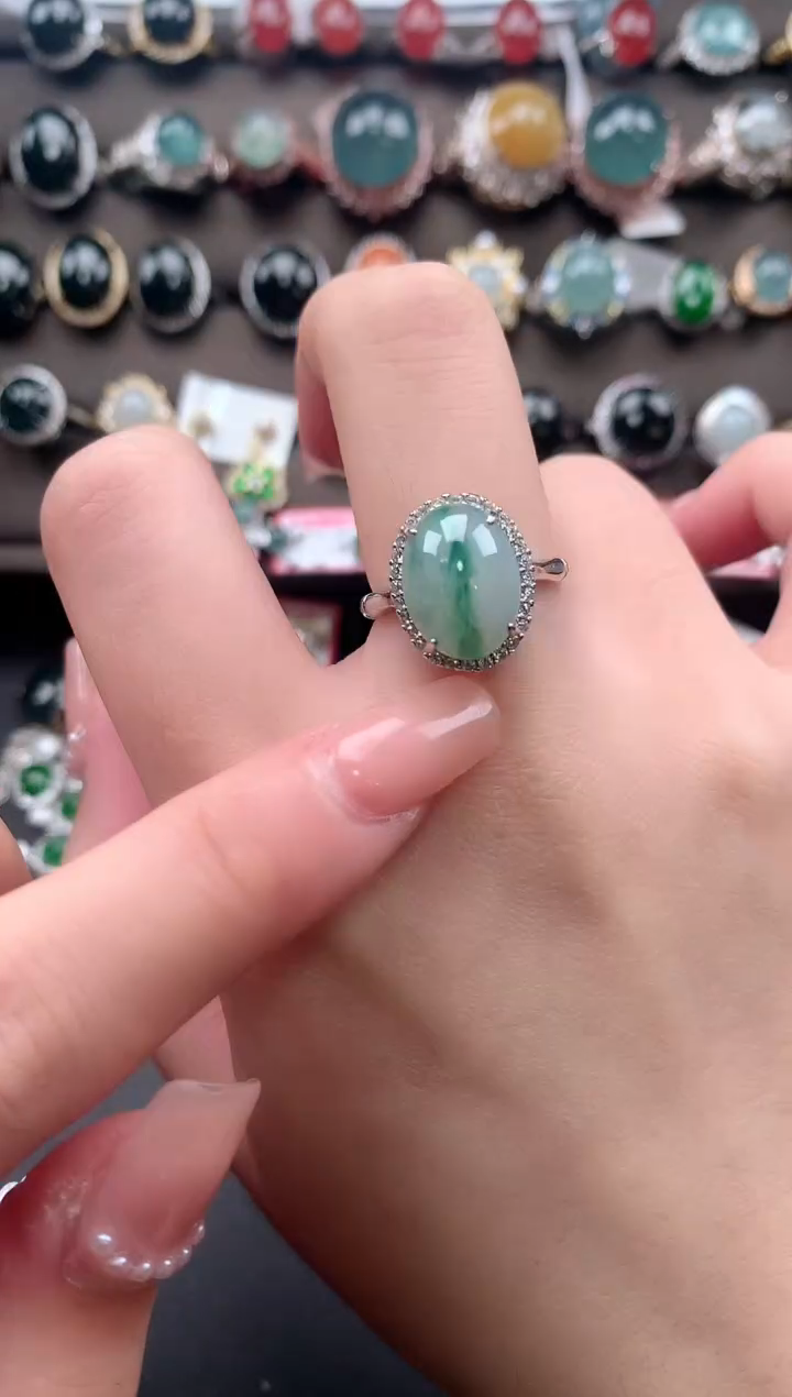 【闪购商品】翡翠戒指银S925镶嵌512124