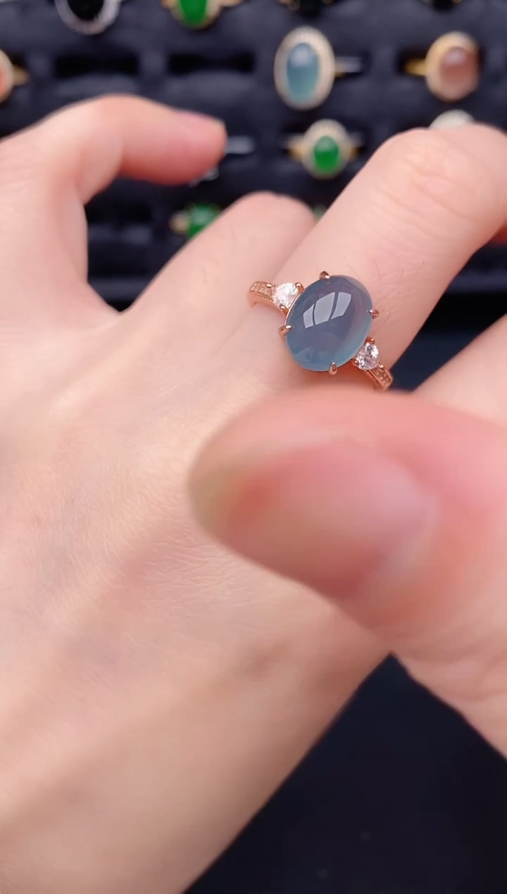 银S925镶嵌戒指翡翠天然a货翡翠97