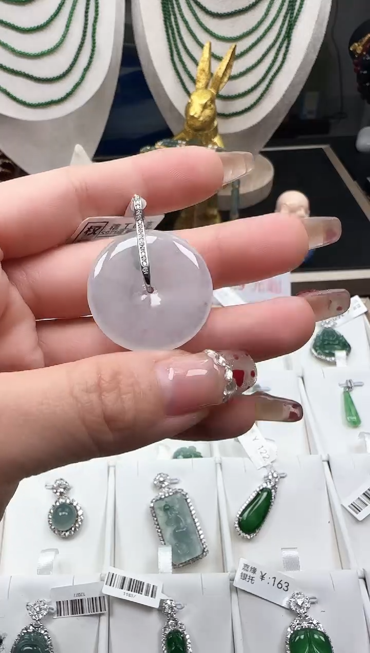 【闪购商品】翡翠吊坠(不含链)银S925镶嵌【海莎一口翠】翡翠挂件1