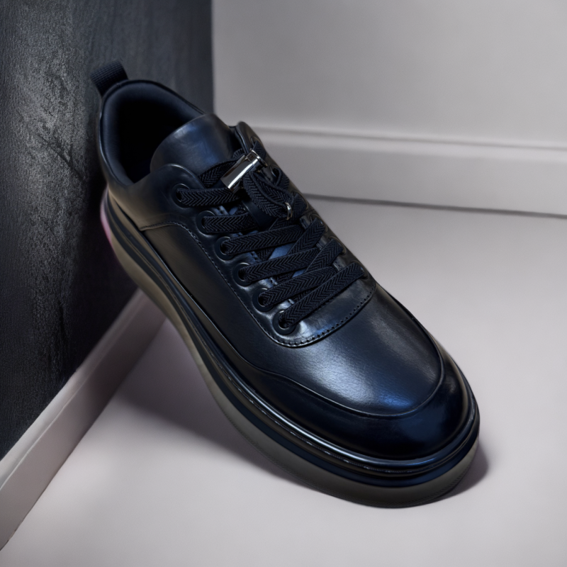 喜哥推荐广州男士休闲鞋百搭131-26皮鞋真皮黑色牛皮鞋子厚底