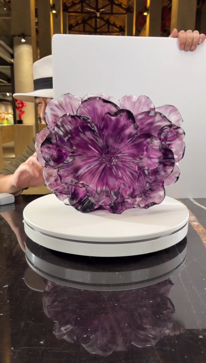 摆件0601094-3紫罗兰山茶花艺术琉璃花器