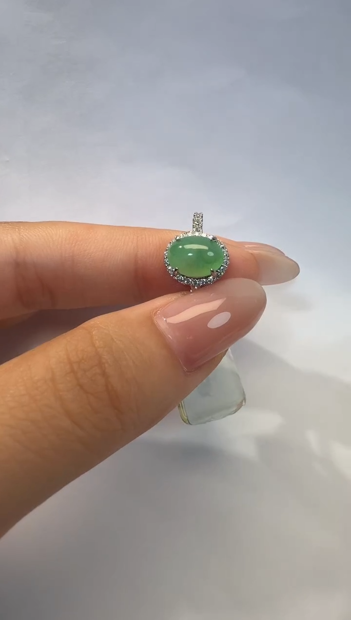 银S925镶嵌戒指翡翠925银镶翡翠戒指镶嵌79