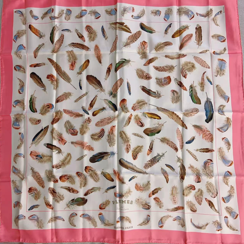 99新 Hermes/爱马仕 活动【小花念念】 羽毛 丝巾 90×90cm