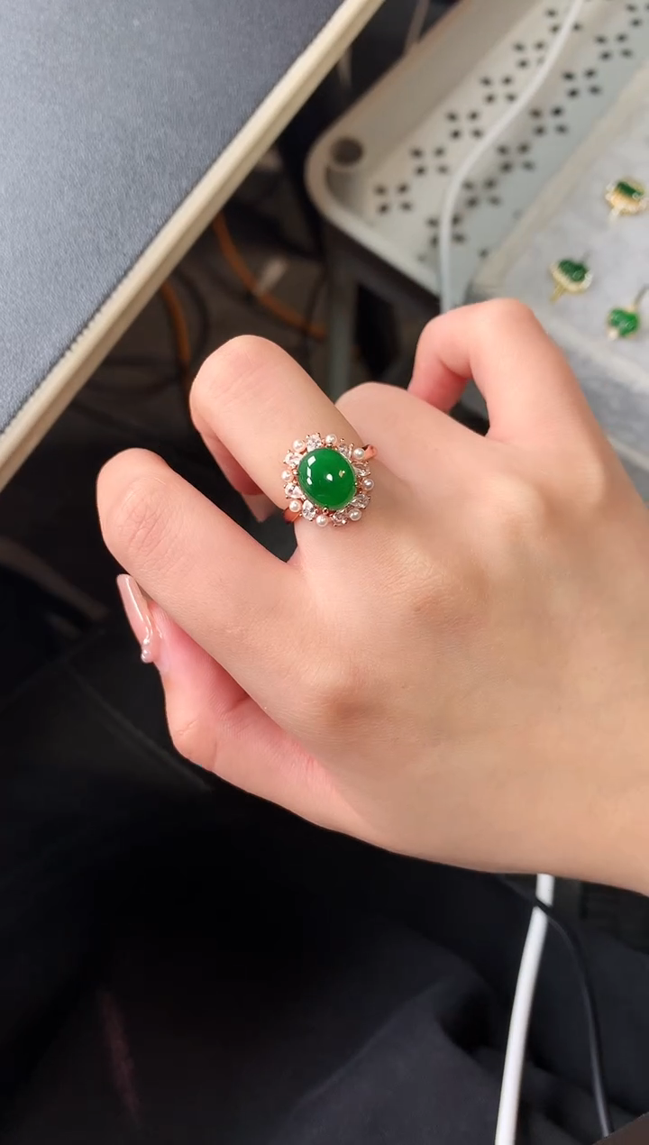 【闪购商品】翡翠戒指银S925镶嵌521411