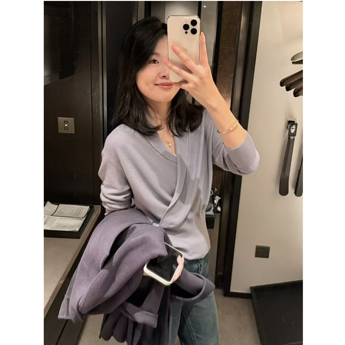 【独白】100%90S巴素兰羊毛衫·时尚优雅风交叉领修身显瘦