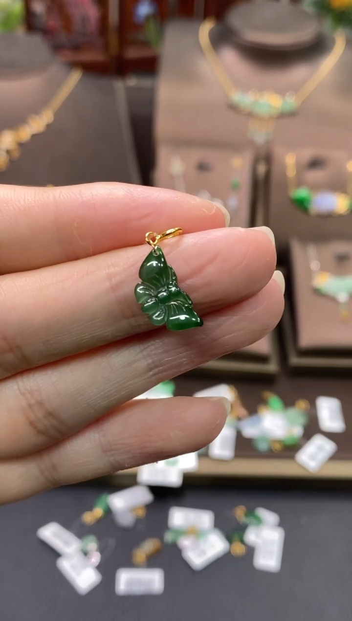 【闪购商品】翡翠颈饰18K金镶嵌净货13958