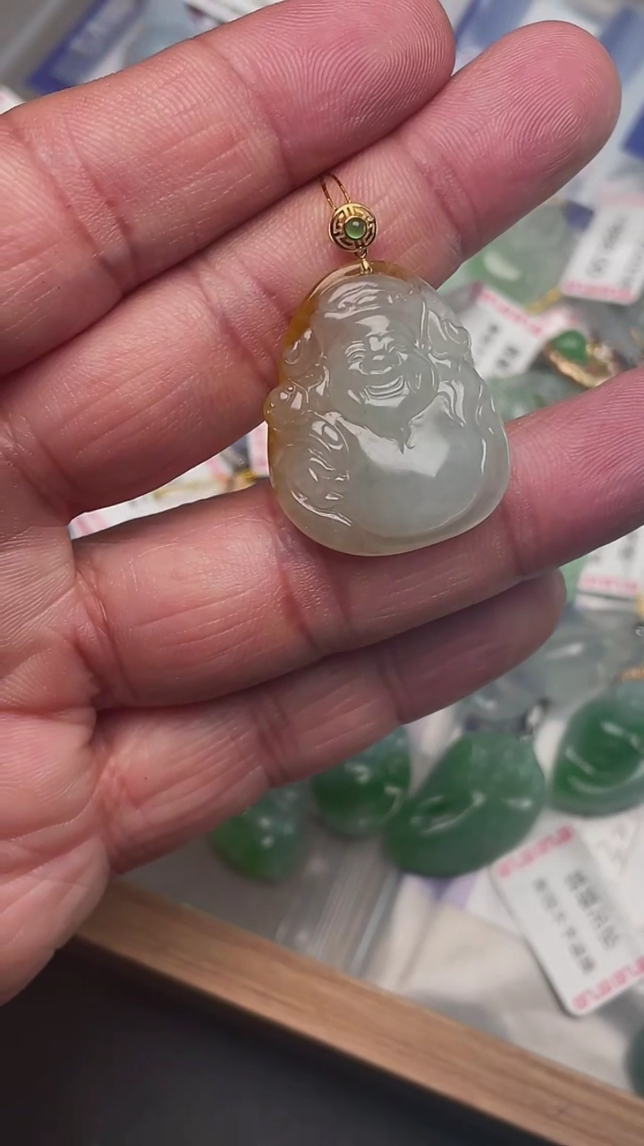 【闪购商品】翡翠吊坠(不含链)18K金镶嵌天然缅甸翡翠A货