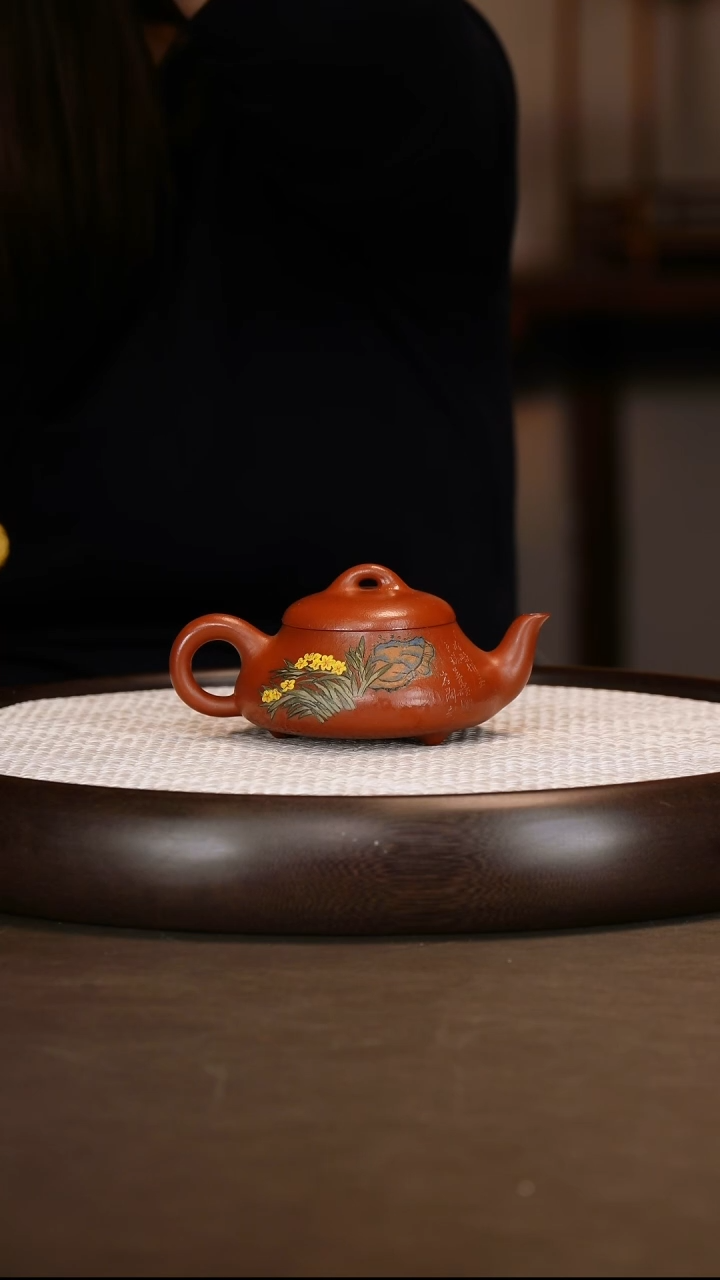 【谈俊祥】矮石瓢 景舟红泥 220c+套杯+画
