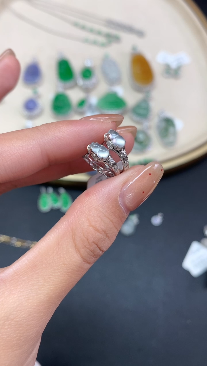 【闪购商品】翡翠耳饰18K金镶嵌耳饰A118|1980