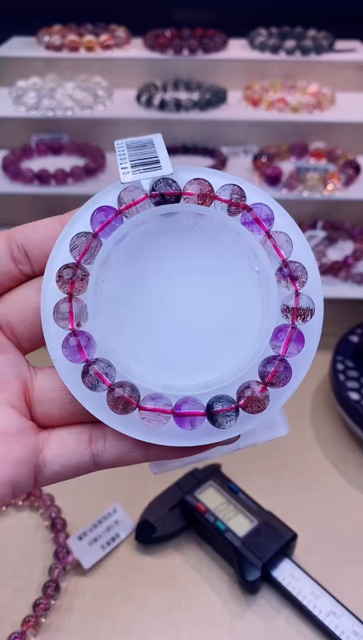 未镶嵌手链水晶黑加仑超七单圈9m+