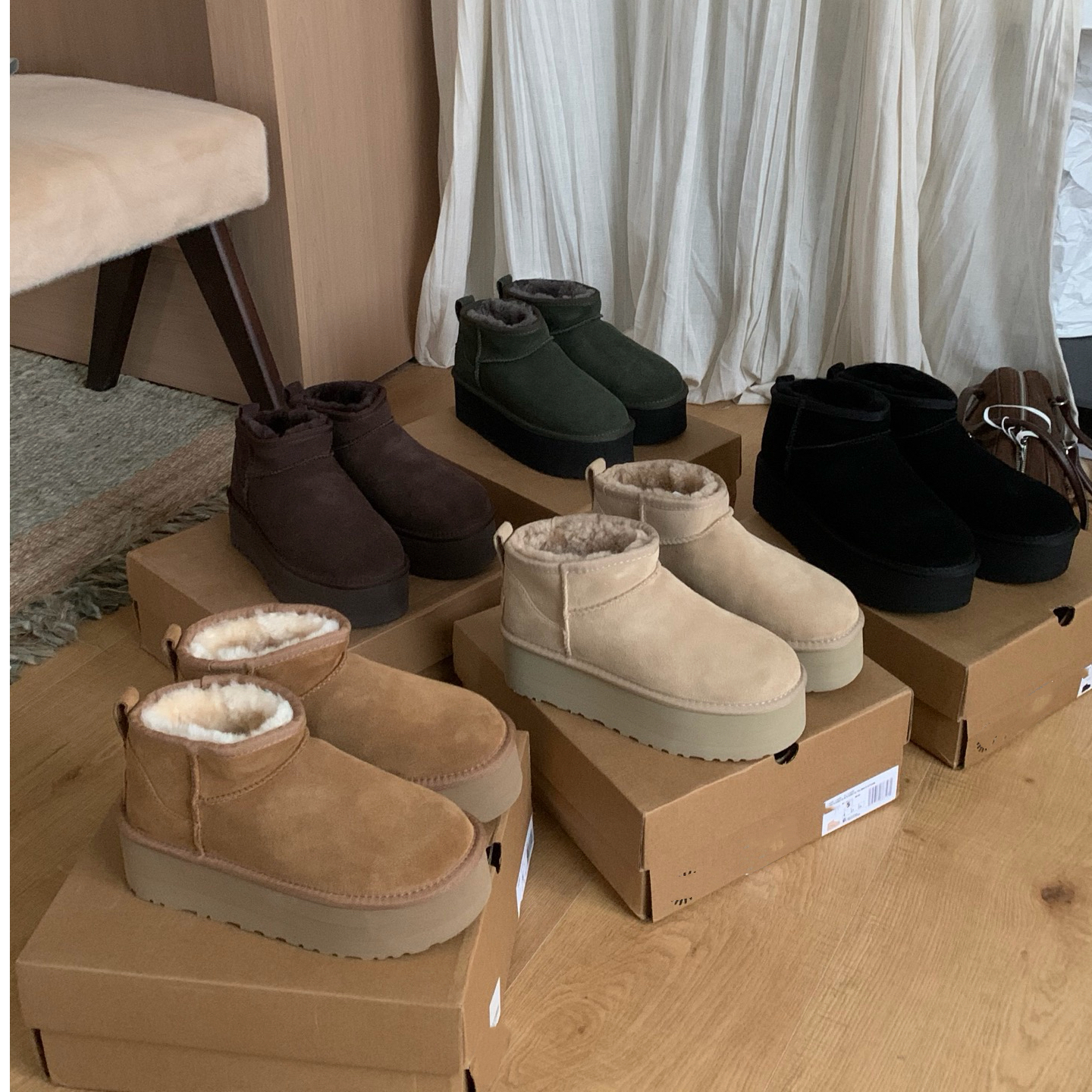 【5厘米冬雨】5cm真皮真毛冬季增高时尚百搭雪地靴 